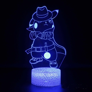 Detective Pikachu 3D lampe med fjernbetjening-16 lysfarver-dæmpbar